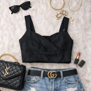 NWT Banana Republic Cropped Linen Blend Crossover Tank Top Size 6